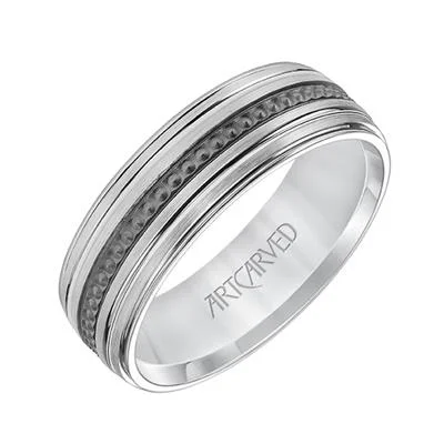 Low Dome Round Edge Carved Wedding Band