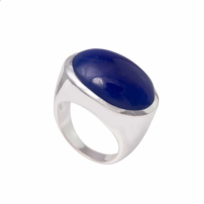 Sapphire Gemstone Rings in a Cathedral SettingStatement Sterling Silver Blue Chalcedony Gemstone Ring