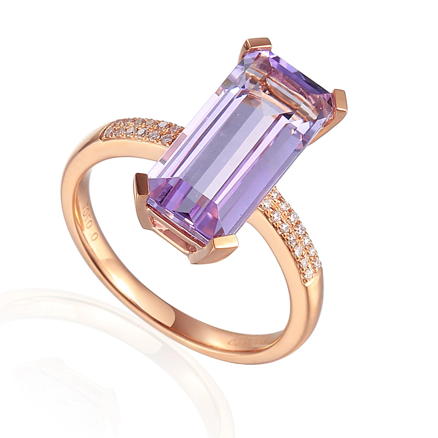 Custom - Designed Diamond Rings to Reflect Your Personality18ct Rose Gold 3.65ct Octagon Cut Pink Amethyst Ring With 0.07ct Diamond Set Shoulders