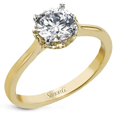 Halo - Style Diamond Rings with Smaller Accent DiamondsEngagement Ring in 18k Gold with Diamonds