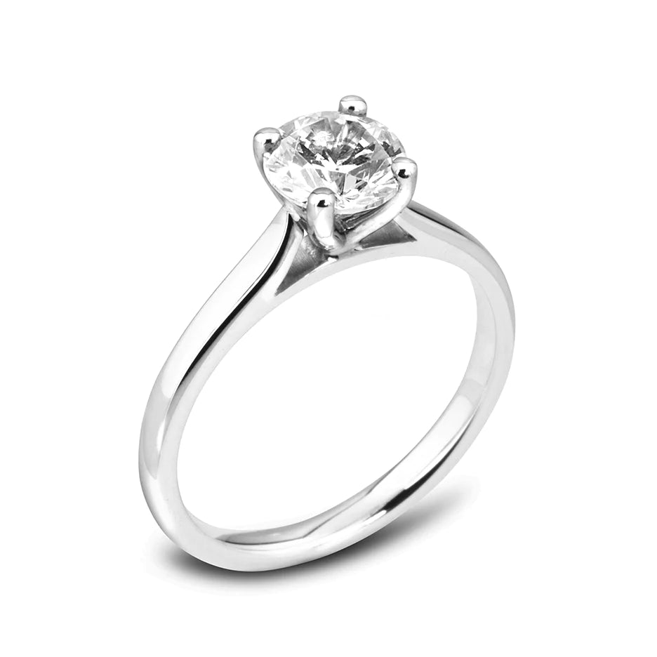 Halo - Style Diamond Rings with Smaller Accent DiamondsThe Magnolia Platinum Round Brilliant Cut Diamond Solitaire 0.60ct-1.01ct Engagement Ring