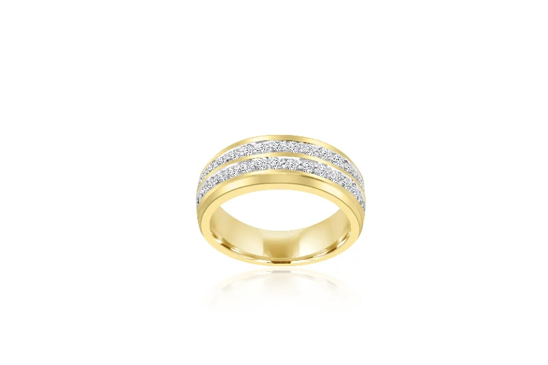 Three - Stone Diamond Rings with Princess - Cut Diamonds18k Yellow Gold Double Channel Diamond Ring