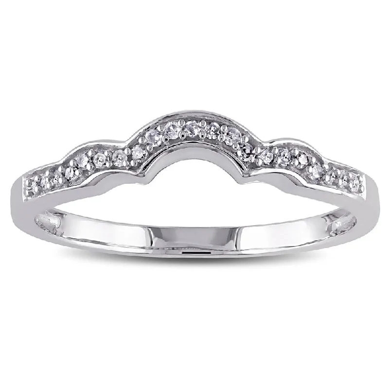 Vintage - Inspired Diamond Rings with Filigree WorkMiadora 10k White Gold 1/10ct TDW Diamond Stackable Contoured Wedding Band (G-H, I2-I3)