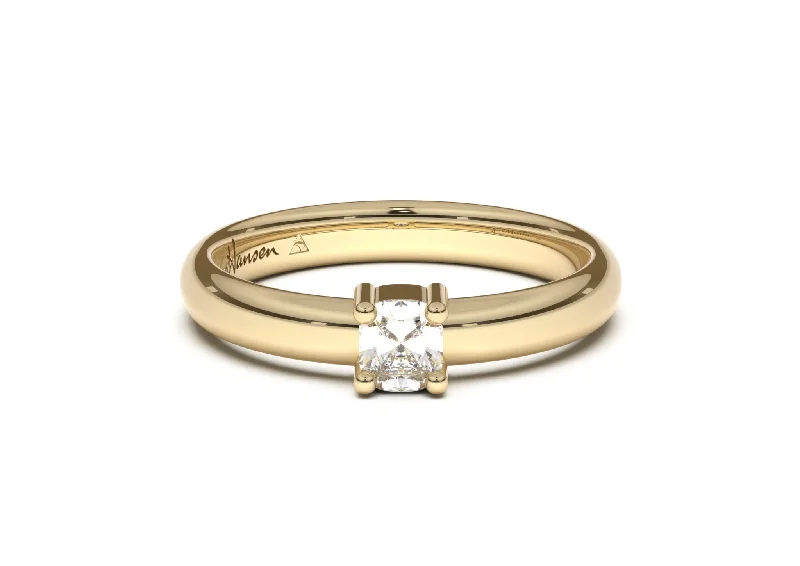 Halo - Style Diamond Rings with Smaller Accent DiamondsCushion Classic Slim Engagement Ring, Yellow Gold