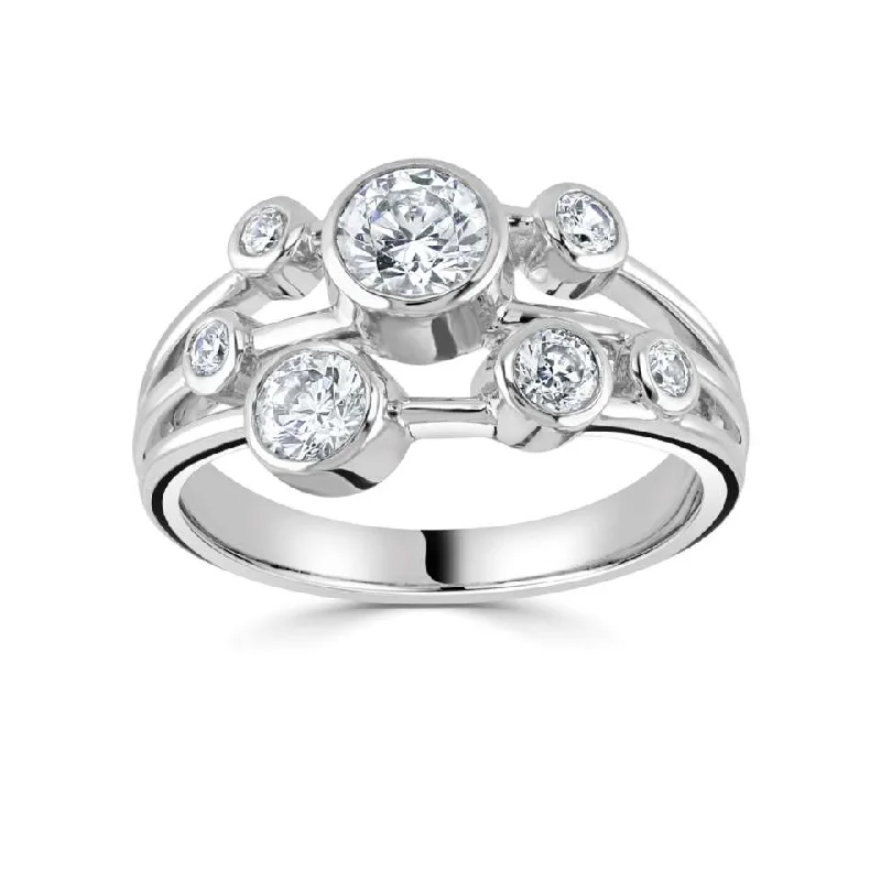 Vintage - Inspired Diamond Rings with Filigree WorkPlatinum 1.00ct Seven Stone Diamond Bubble Ring