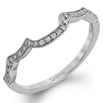 Vintage - Inspired Diamond Rings with Filigree WorkWedding Band in 18k Gold with Diamonds