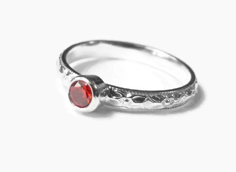 Amethyst Gemstone Rings in a Vintage - Style SettingRed CZ Stacking Ring • 925 Sterling Silver