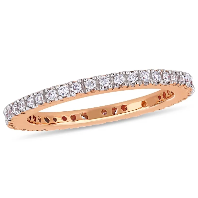 Three - Stone Diamond Rings with Princess - Cut DiamondsMiadora 14k Rose Gold 1/4ct TDW Diamond Stackable Full-Eternity Wedding Band