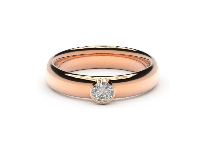 Solitaire Diamond Rings in Platinum SettingsElegant Engagement Ring, Red Gold