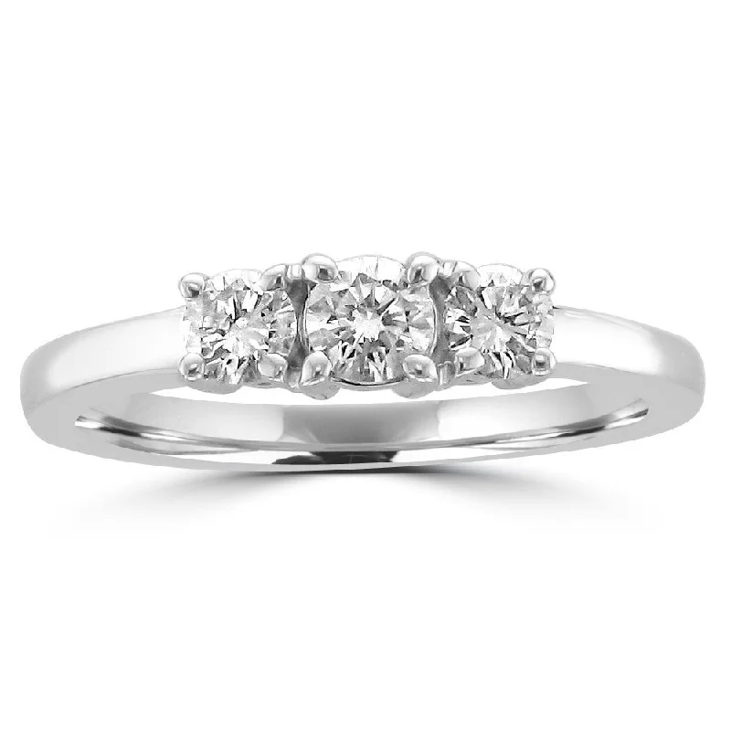 14KT White Gold 1/2 CTW Diamond 3 Stone Ring