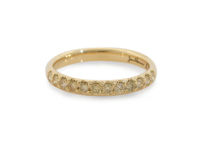 Halo - Style Diamond Rings with Smaller Accent DiamondsGolden Diamond Pave Band, Yellow Gold