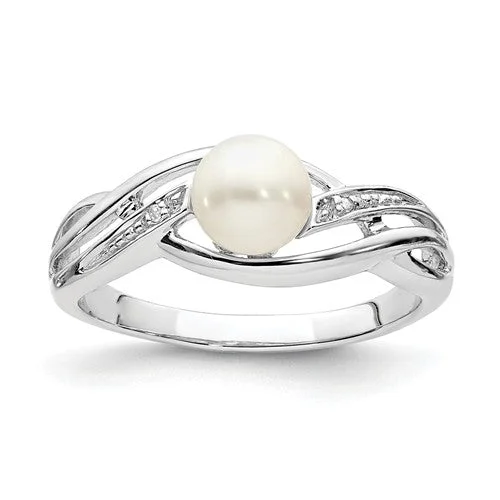 Sapphire Gemstone Rings in a Cathedral SettingSterling Silver Diamond And Freshwater Cultured Pearl Ring