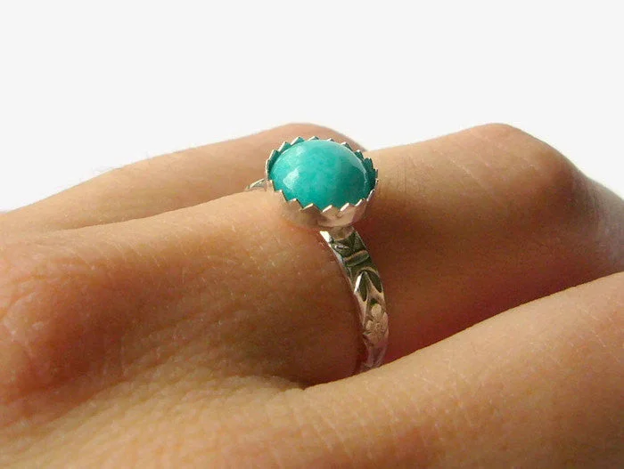 Sapphire Gemstone Rings in a Cathedral SettingSterling Silver amazonite ring silver gemstone ring sterling silver ring mint green silver stacking ring floral band ring