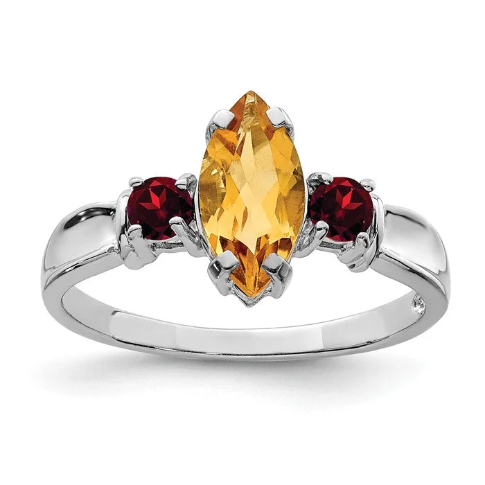 Multi - Gemstone Rings with a Rainbow of ColorsSterling Silver Marquise Citrine And Garnet Ring