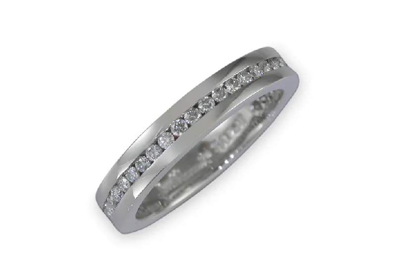 Halo - Style Diamond Rings with Smaller Accent DiamondsChannel set Diamond Wedding Band, Platinum