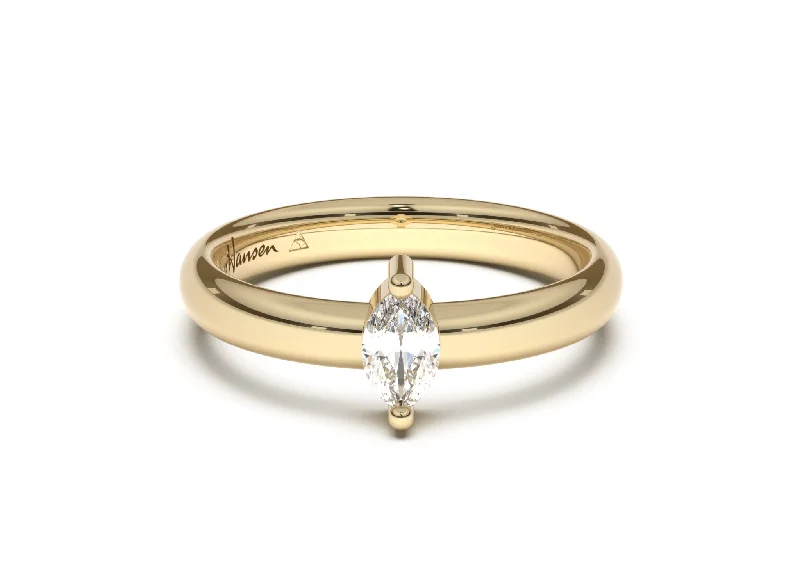 Three - Stone Diamond Rings with Princess - Cut DiamondsMarquise Classic Slim Engagement Ring, Yellow Gold