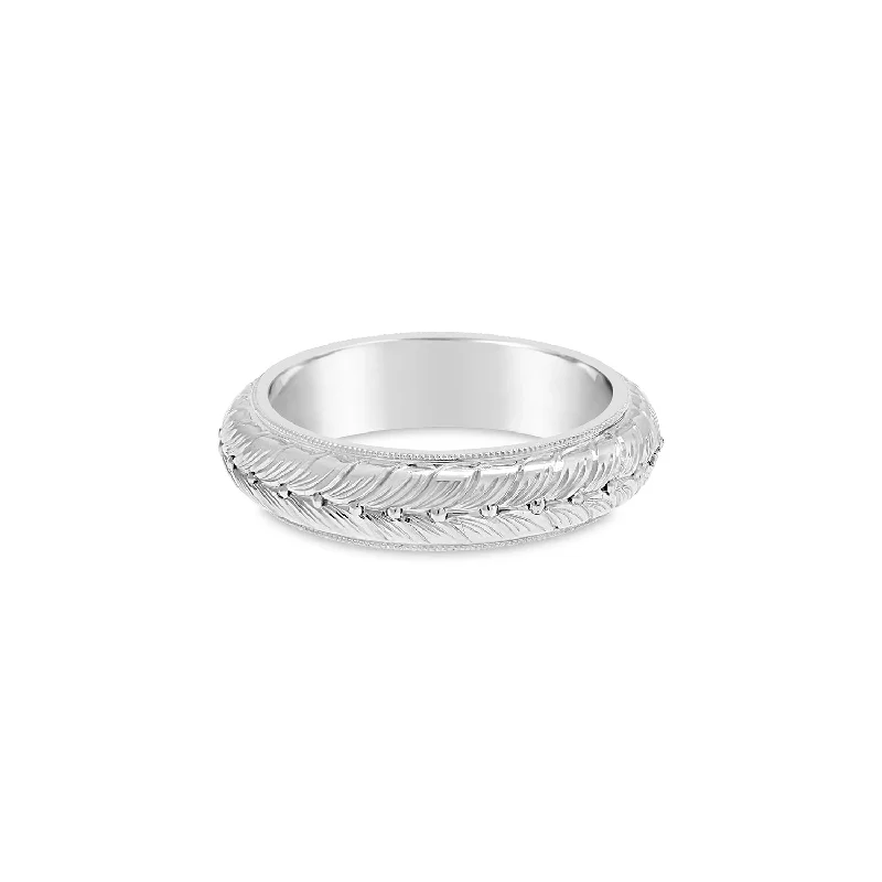 Art Deco Patterned Ring Domed Profile