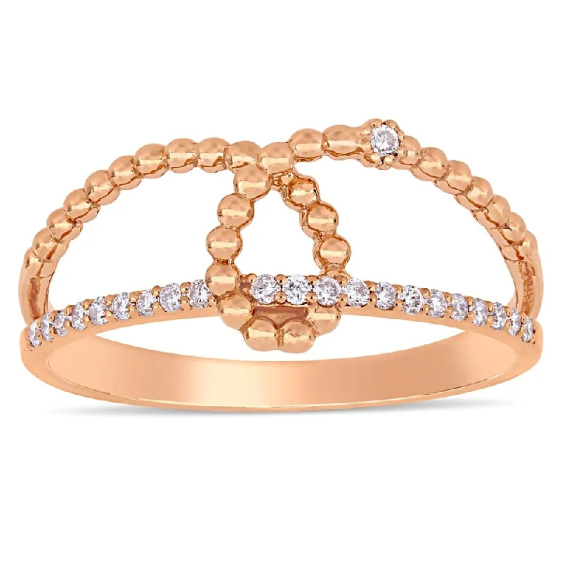 Vintage - Inspired Diamond Rings with Filigree WorkMiadora 14k Rose Gold 1/10ct TDW Diamond Studded Loop Ring