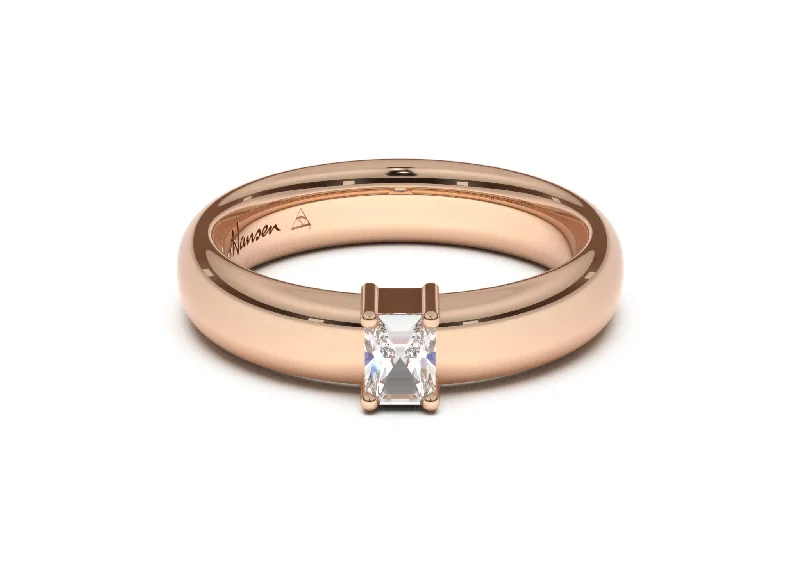 Vintage - Inspired Diamond Rings with Filigree WorkEmerald Cut Classic Engagement Ring, Red Gold