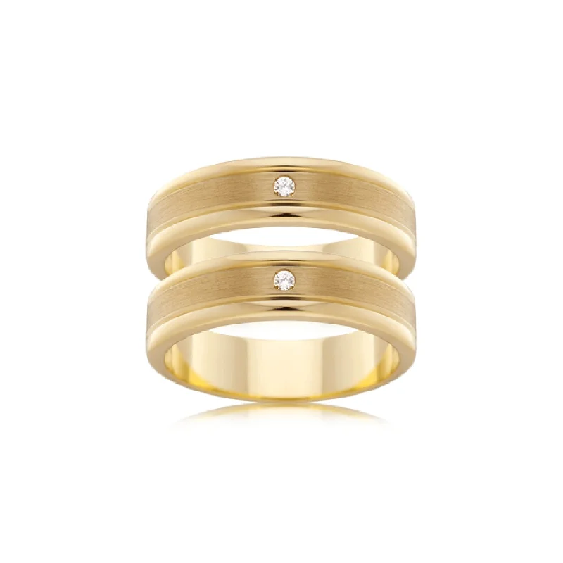 Wedding & Engagement Ring in Yellow Gold with Diamond