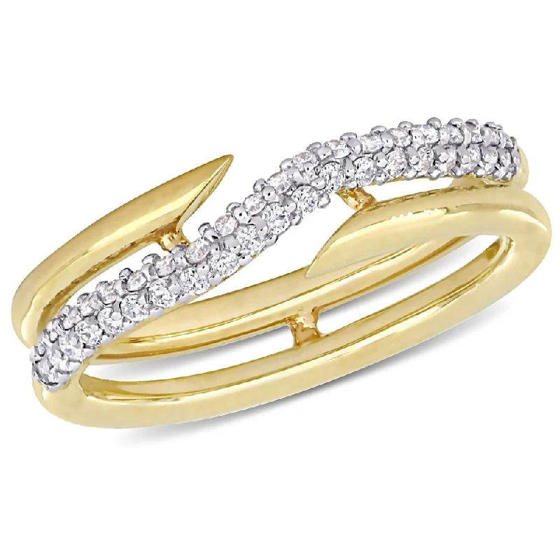 Solitaire Diamond Rings in Platinum SettingsMiadora 10k Yellow Gold 1/3ct TDW Diamond Interlaced Double Band