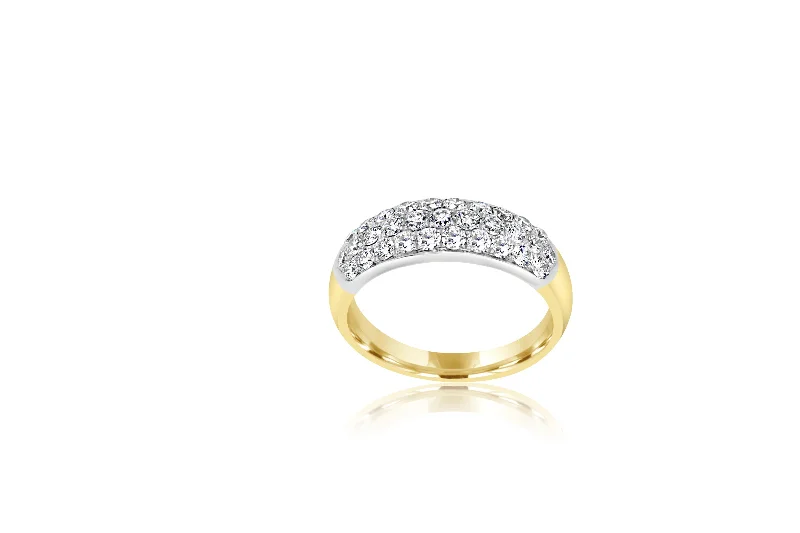 Halo - Style Diamond Rings with Smaller Accent Diamonds18k Yellow Gold & White Gold 2-tone Multi-stone semi dome Diamond Ring