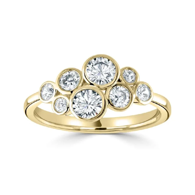 Custom - Designed Diamond Rings to Reflect Your Personality18ct Yellow Gold 0.85ct Eight Stone Diamond Bubble Ring