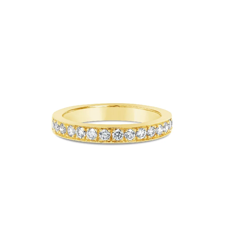 Thread-Set Round Brilliant Cut Diamond Ring – 18ct Yellow Gold