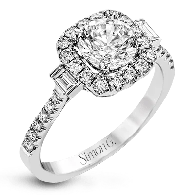 Halo - Style Diamond Rings with Smaller Accent DiamondsEngagement Ring in 18k Gold with Diamonds