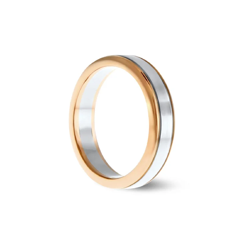 Brushed & Polished Band - 18ct White & Rose Gold