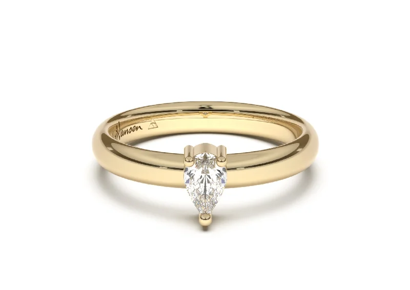 Solitaire Diamond Rings in Platinum SettingsPear Classic Slim Engagement Ring, Yellow Gold