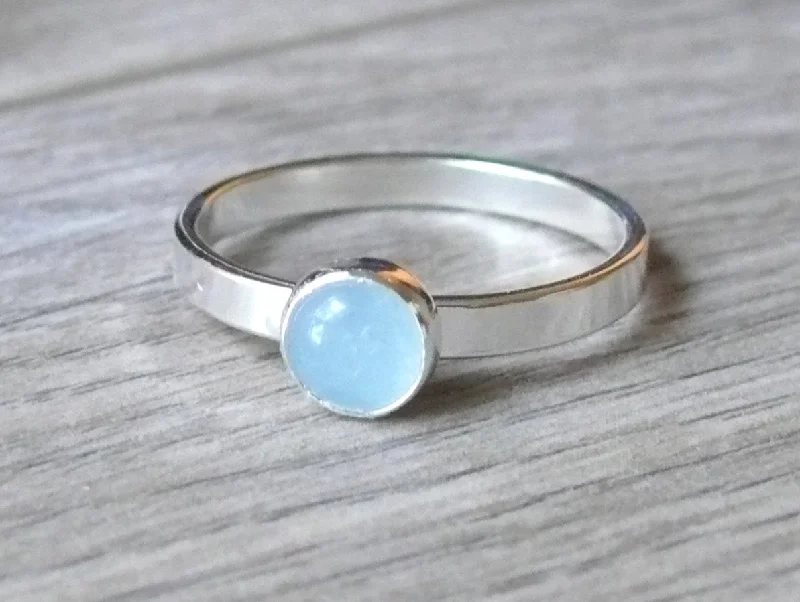 Ruby Gemstone Rings with Diamond AccentsSterling silver aquamarine ring, silver gemstone stacking ring, sterling silver ring, birthstone ring aqua blue gemstone ring