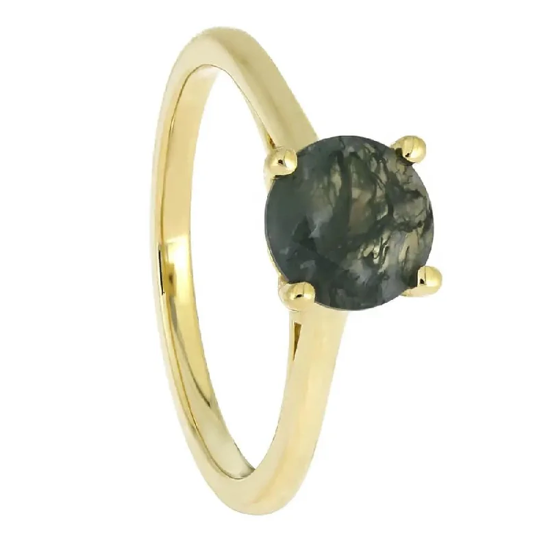 Green Agate Engagement Ring in Yellow Gold