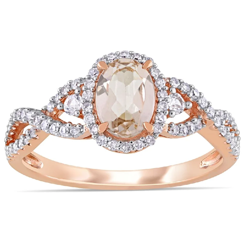 Vintage - Inspired Diamond Rings with Filigree WorkMiadora 10k Rose Gold Morganite White Sapphire and 1/3ct TDW Diamond Halo Infinity Ring