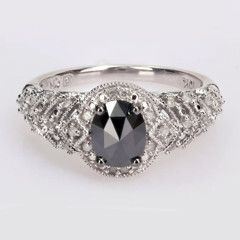 Custom - Designed Diamond Rings to Reflect Your PersonalityMiadora 10k White Gold 1ct TDW Oval-cut Black and White Diamond Halo Vintage Engagement Ring