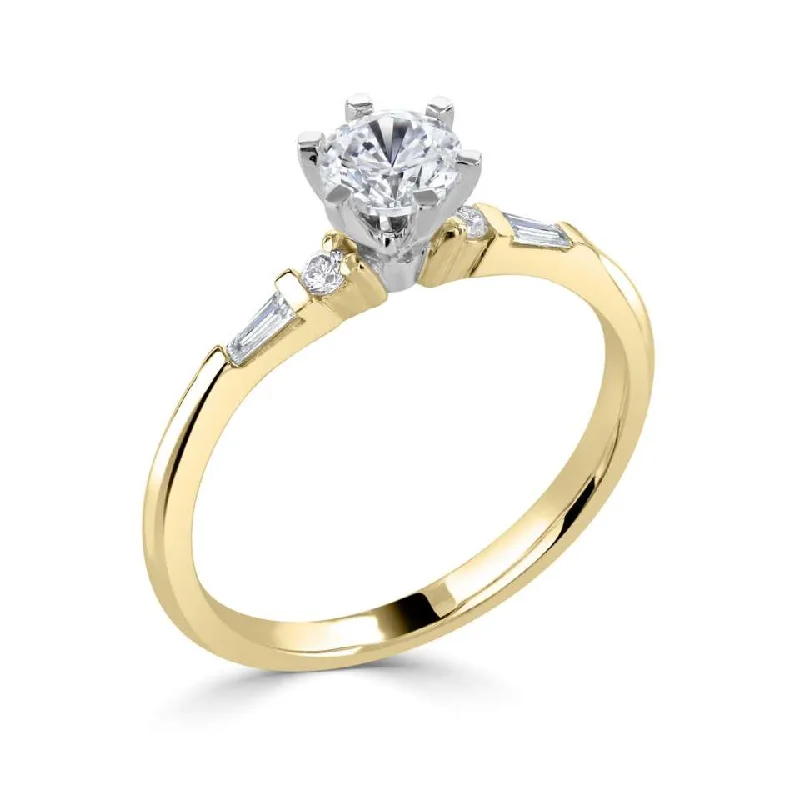 Solitaire Diamond Rings in Platinum SettingsThe Gloriosa 18ct Yellow Gold And Platinum Round Brilliant Cut Diamond Solitaire Engagement Ring With Diamond Set Shoulders