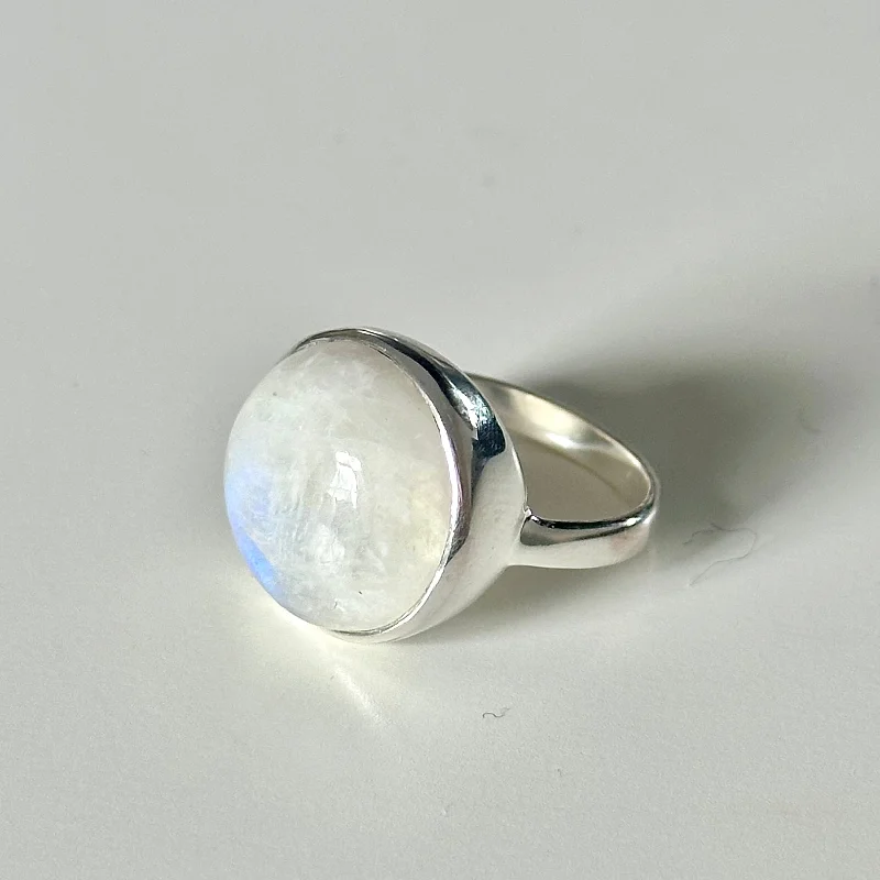 Sapphire Gemstone Rings in a Cathedral SettingCabochon Round Cut Natural Gemstone Sterling Silver Ring - Moonstone