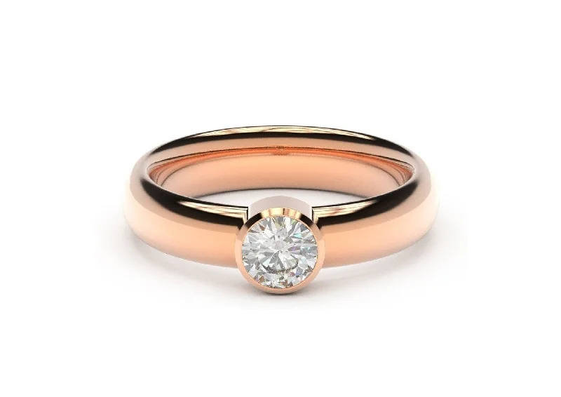 Solitaire Diamond Rings in Platinum SettingsModern Engagement Ring, Red Gold