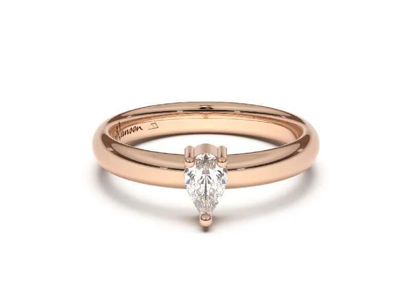 Halo - Style Diamond Rings with Smaller Accent DiamondsPear Classic Slim Engagement Ring, Red Gold