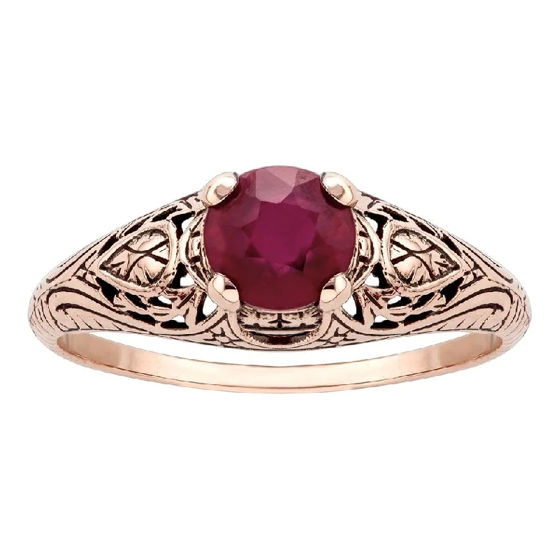 Amethyst Gemstone Rings in a Vintage - Style SettingViducci 10k Rose Gold Vintage Style Genuine Ruby Scroll Ring