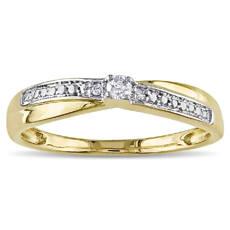 Three - Stone Diamond Rings with Princess - Cut DiamondsMiadora 10k Yellow Gold Diamond Promise Ring