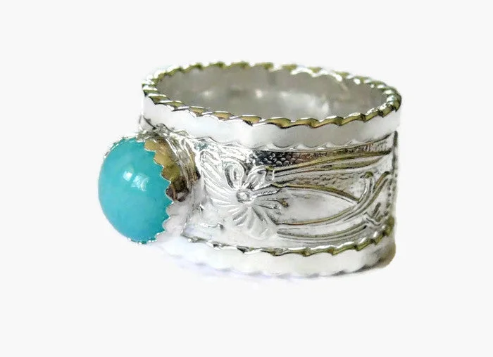 Amethyst Gemstone Rings in a Vintage - Style SettingMint Amazonite ring • Sterling silver ring stacking ring set