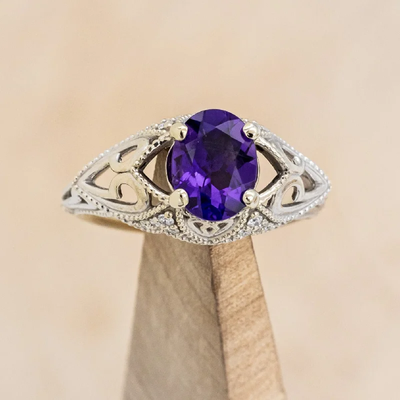 "RELICA" - OVAL AMETHYST ENGAGEMENT RING WITH DIAMOND ACCENTS