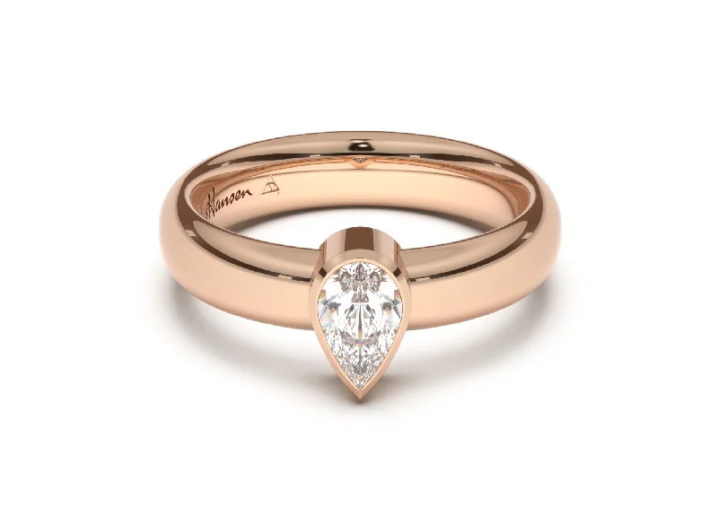 Solitaire Diamond Rings in Platinum SettingsPear Modern Engagement Ring, Red Gold