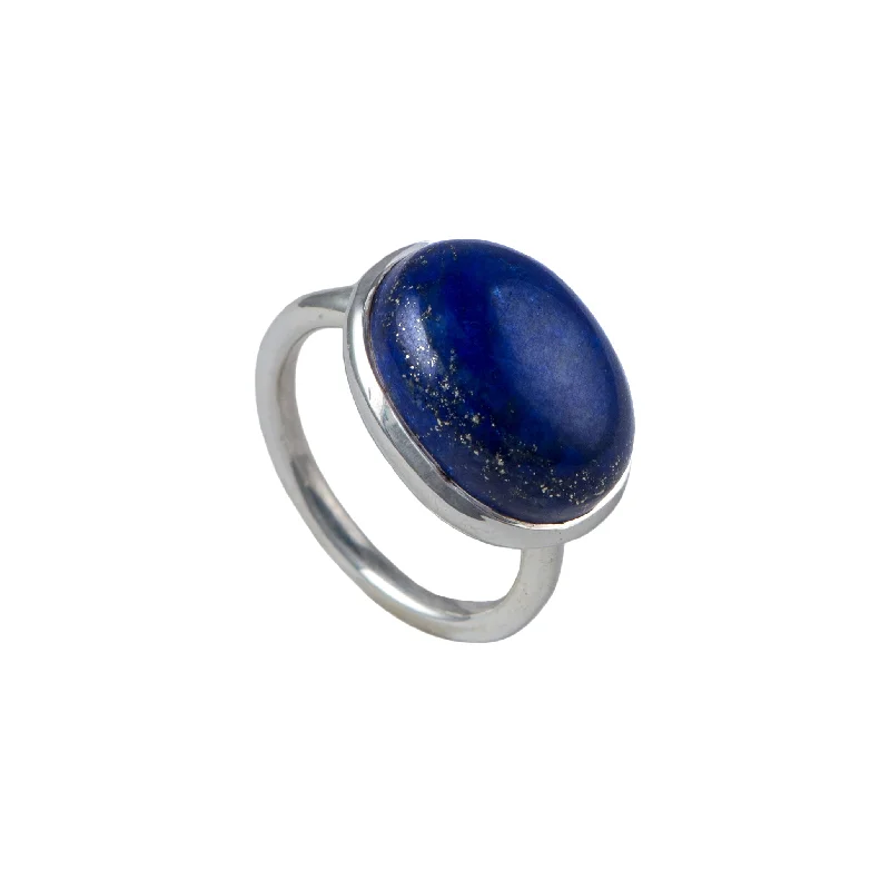 Amethyst Gemstone Rings in a Vintage - Style SettingCabochon Oval Cut Natural Gemstone Sterling Silver Ring - Lapis Lazuli