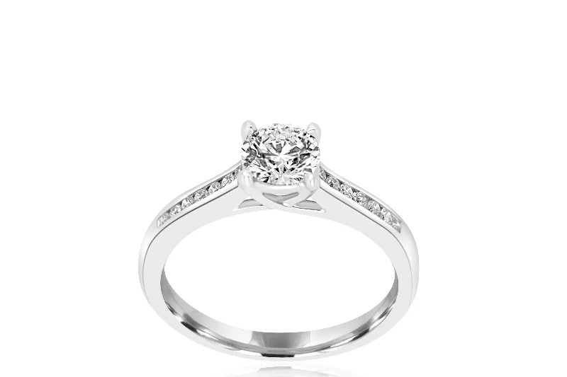 Solitaire Diamond Rings in Platinum Settings18k White Gold Solitaire Diamond Ring