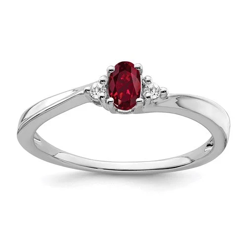 Sapphire Gemstone Rings in a Cathedral Setting14k White Gold Oval 5x3mm Created Ruby And Diamond Ring