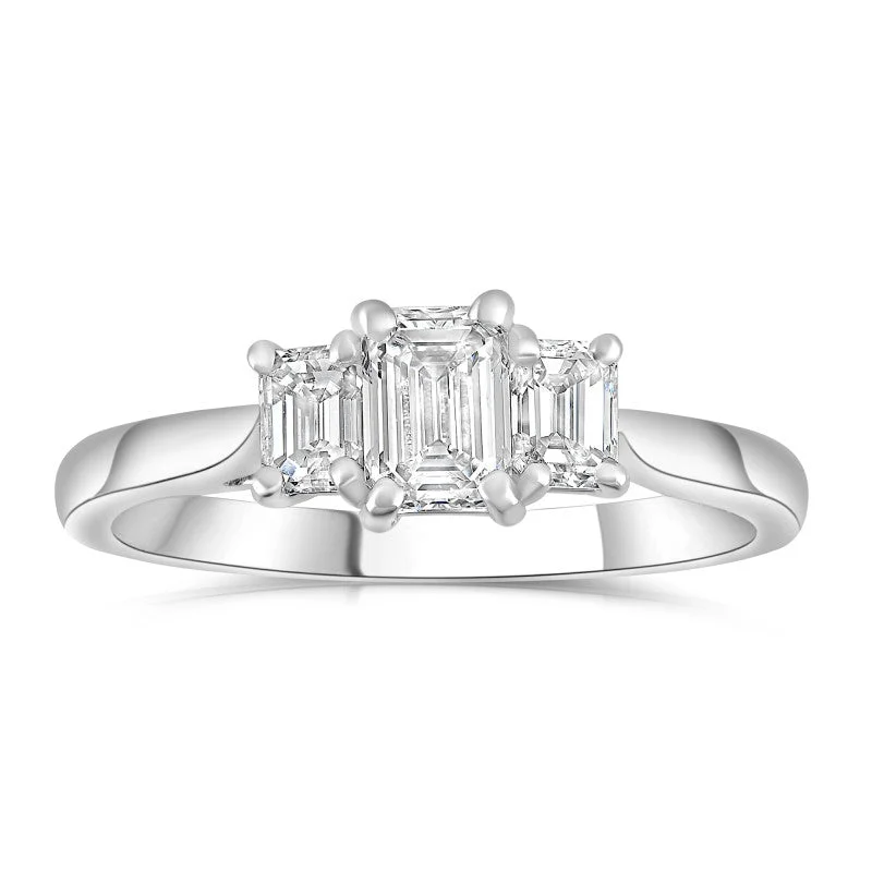 Three - Stone Diamond Rings with Princess - Cut DiamondsPlatinum 1.80ct Emerald Cut Diamond Three Stone Engagement Ring