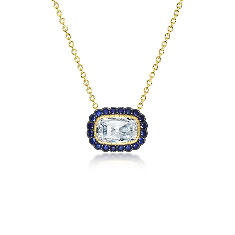 Lafonn Heritage Cushion Blue Sapphire Necklace N0278CST20