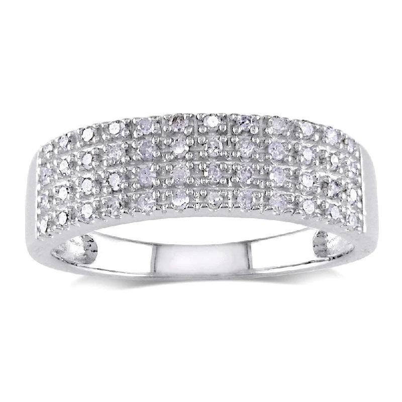 Solitaire Diamond Rings in Platinum SettingsMiadora Sterling Silver 1/4ct TDW Pave Diamond Ring